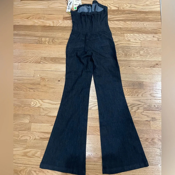 Boom Boom Jeans Denim Jumpsuit Strapless Wide Leg  Women’s Small - Picture 3 of 6